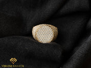 Iced Out Diamond Signet Ring | Solid Gold Men's Wedding Ring | Father's Day Gift -