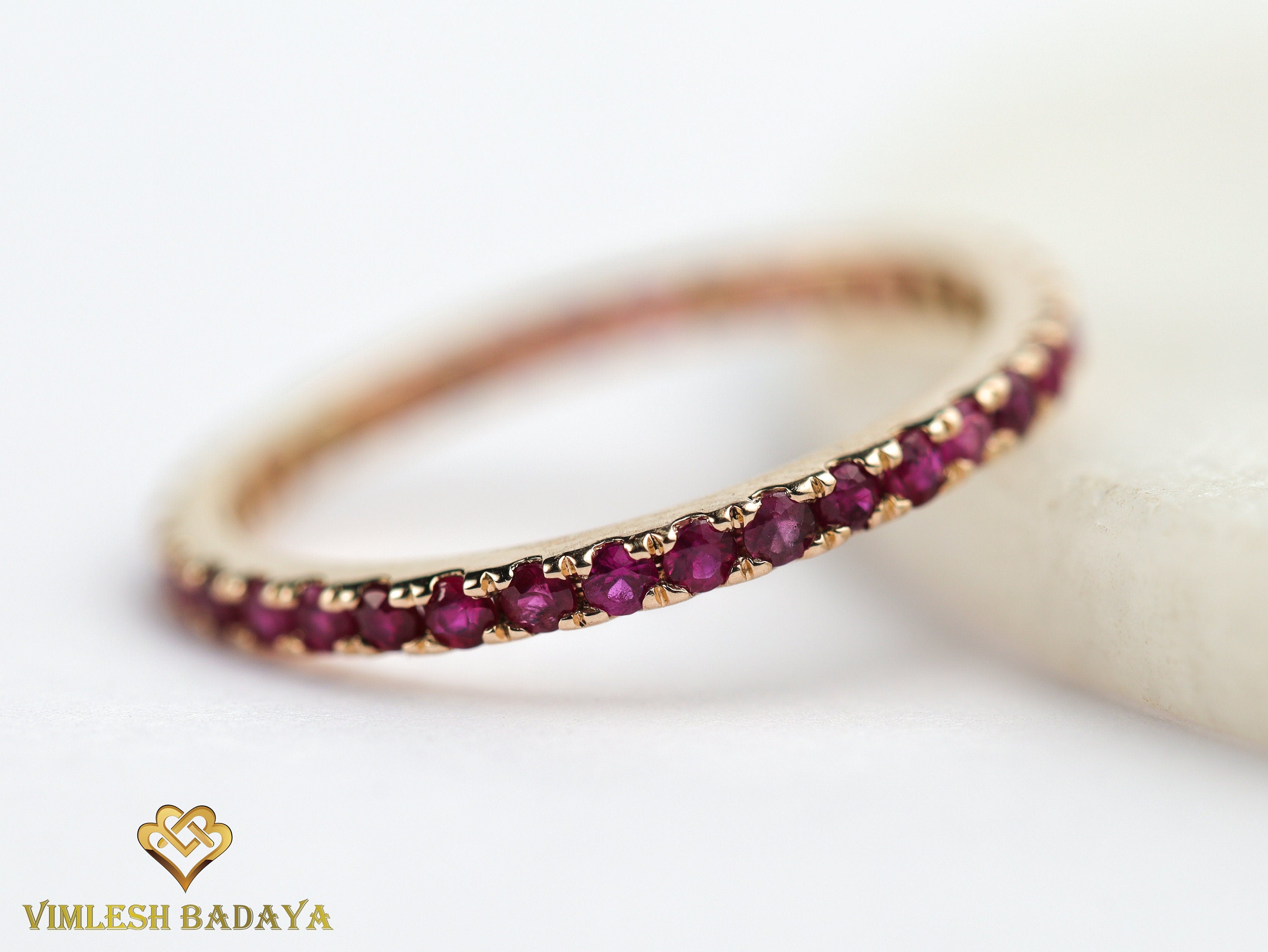 Ruby Wedding Ring | Ruby Stacking Ring | July Birthstone Engagement Ring | Natural Ruby Band -