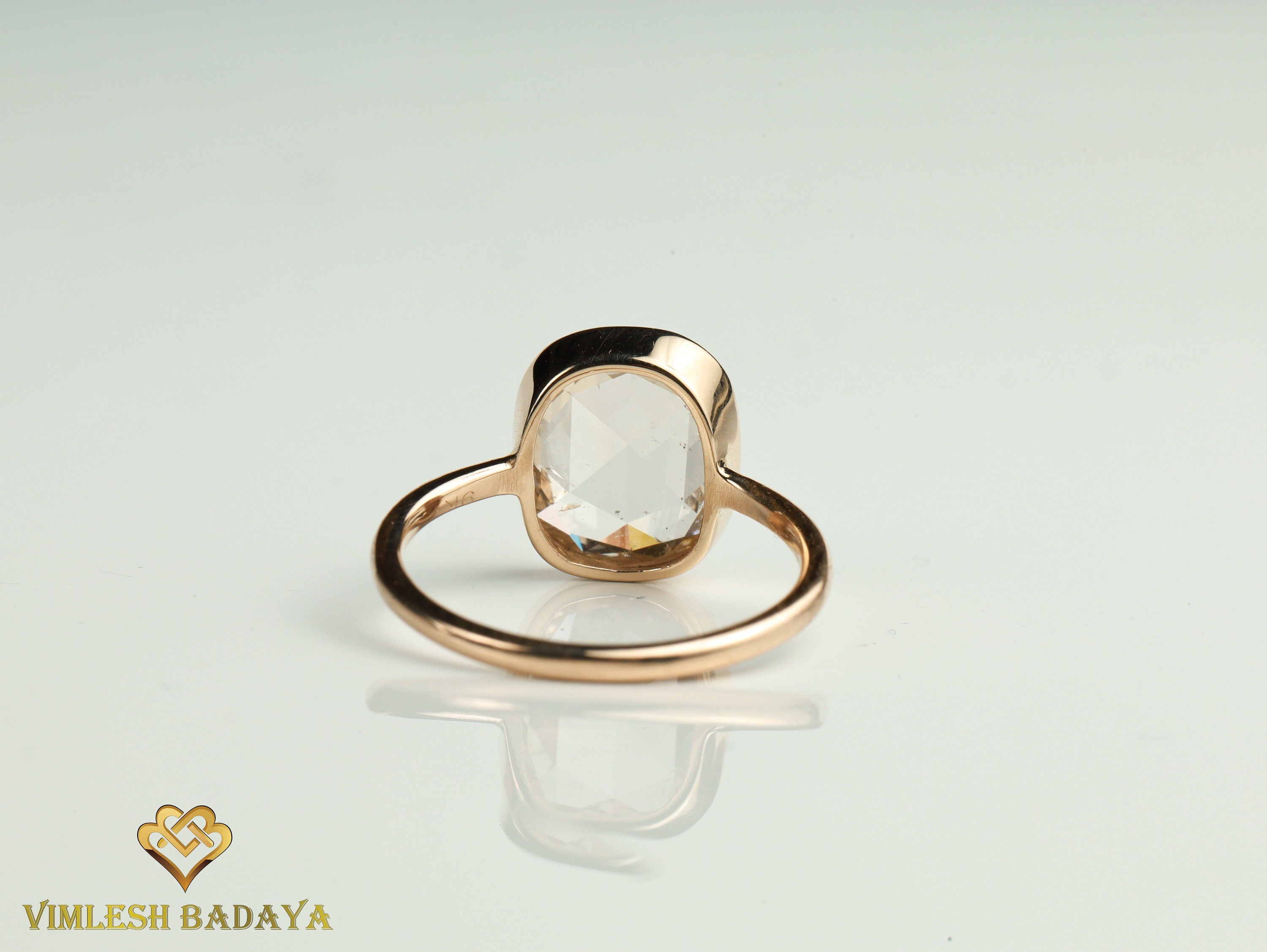 2ct Rose Cut Light Brown Diamond Engagement Ring | Cushion Diamond Ring -