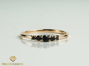 Black Diamond Stacking Ring | Dainty Black Diamond Five-Stone Ring -