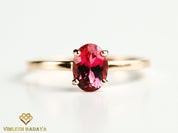 Natural Emerald Gold Stacking Ring | Oval Cut Emerald Dainty Promise Ring | May Birthstone -