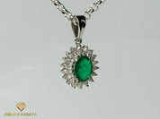 Natural Emerald & Lab Grown Diamond Pendant | Marquise Cut | Solid Gold | Bridal Collection Jewelry for Her -