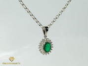 Natural Emerald & Lab Grown Diamond Pendant | Marquise Cut | Solid Gold | Bridal Collection Jewelry for Her -