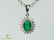 Natural Emerald & Lab Grown Diamond Pendant | Marquise Cut | Solid Gold | Bridal Collection Jewelry for Her -