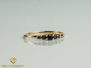 Black Diamond Stacking Ring | Dainty Black Diamond Five-Stone Ring -