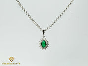 Natural Emerald & Lab Grown Diamond Pendant | Marquise Cut | Solid Gold | Bridal Collection Jewelry for Her -