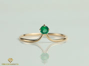 Natural Emerald Ring | Emerald Stacking Ring | Gold Emerald Ring | Minimalist Silver Emerald Ring -