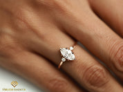 1ct Lab Grown Diamond Engagement Ring | Certified E-F/VS Lab Created Diamond | Three Stone Ring -