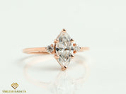 1ct Lab Grown Diamond Engagement Ring | Certified E-F/VS Lab Created Diamond | Three Stone Ring -