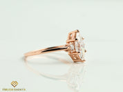 1ct Lab Grown Diamond Engagement Ring | Certified E-F/VS Lab Created Diamond | Three Stone Ring -