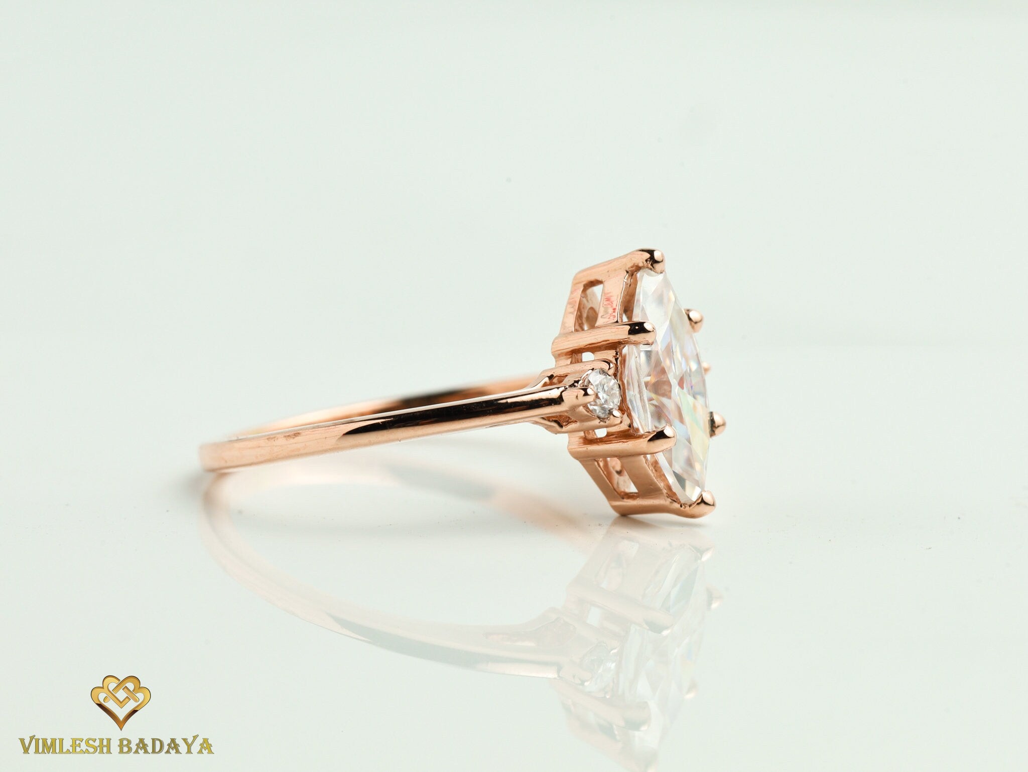 1ct Lab Grown Diamond Engagement Ring | Certified E-F/VS Lab Created Diamond | Three Stone Ring -