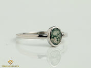 Moss Agate Engagement Ring | Solitaire Diamond Promise Ring | Anniversary Gift for Her -