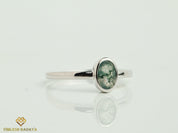 Moss Agate Engagement Ring | Solitaire Diamond Promise Ring | Anniversary Gift for Her -