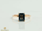 London Blue Topaz and Diamond Engagement Ring | Emerald Cut Engagement Ring | December Birthstone Ring -