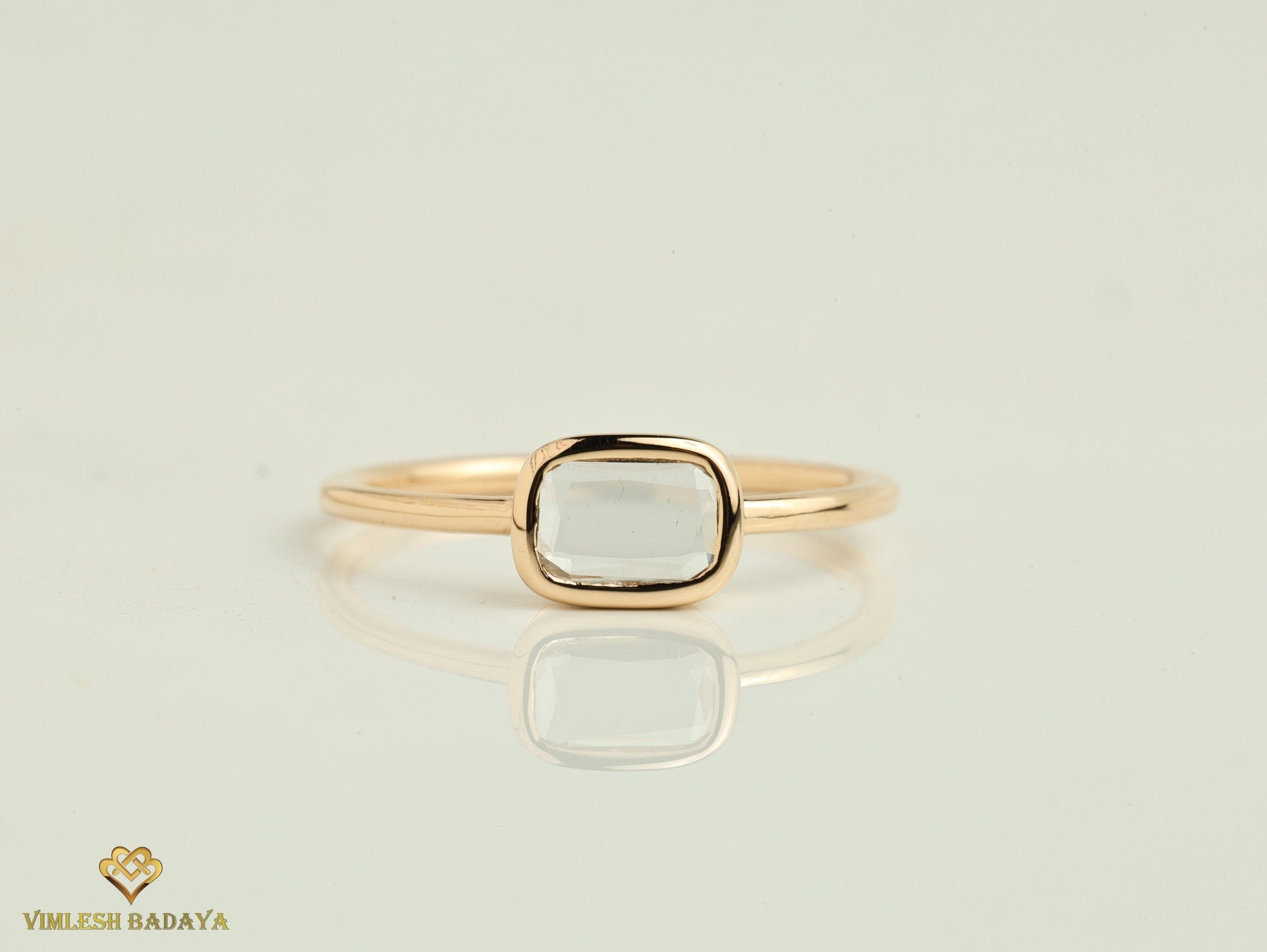 Rose Cut Diamond Stacking Ring | White Diamond Ring | Promise Ring | Anniversary Gift | Stackable Diamond Band -