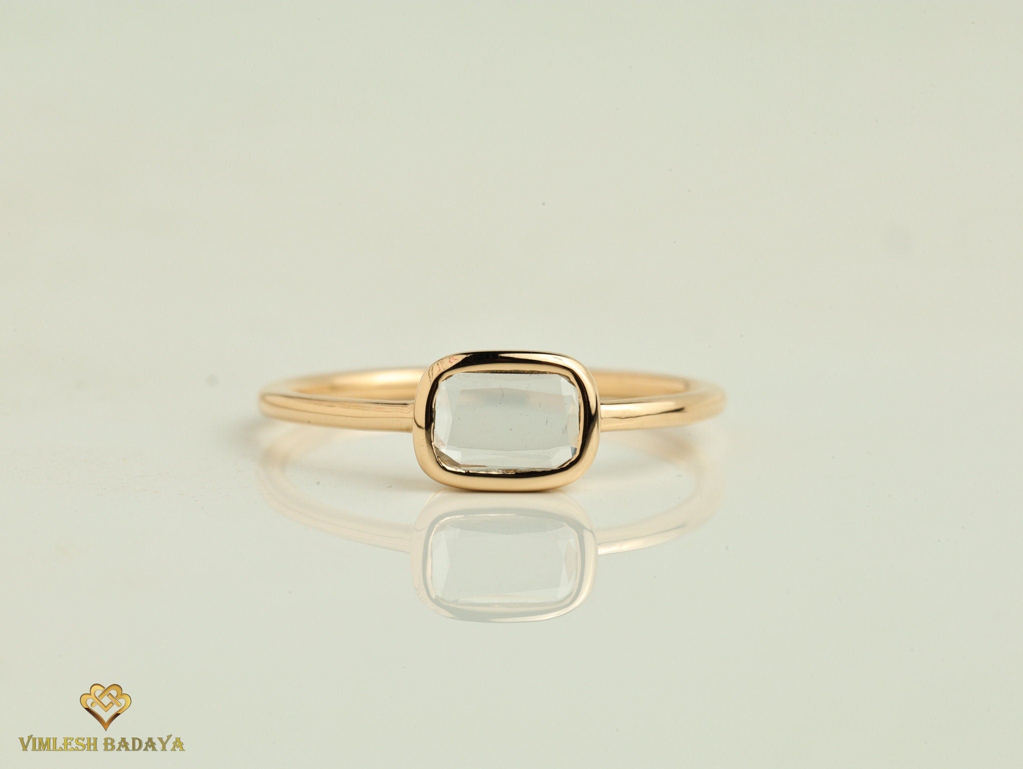 Rose Cut Diamond Stacking Ring | White Diamond Ring | Promise Ring | Anniversary Gift | Stackable Diamond Band -
