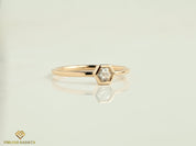 Hexagon Diamond Ring | Diamond Stacking Ring | Geometric Gold Diamond Band | Dainty Shape Jewelry -