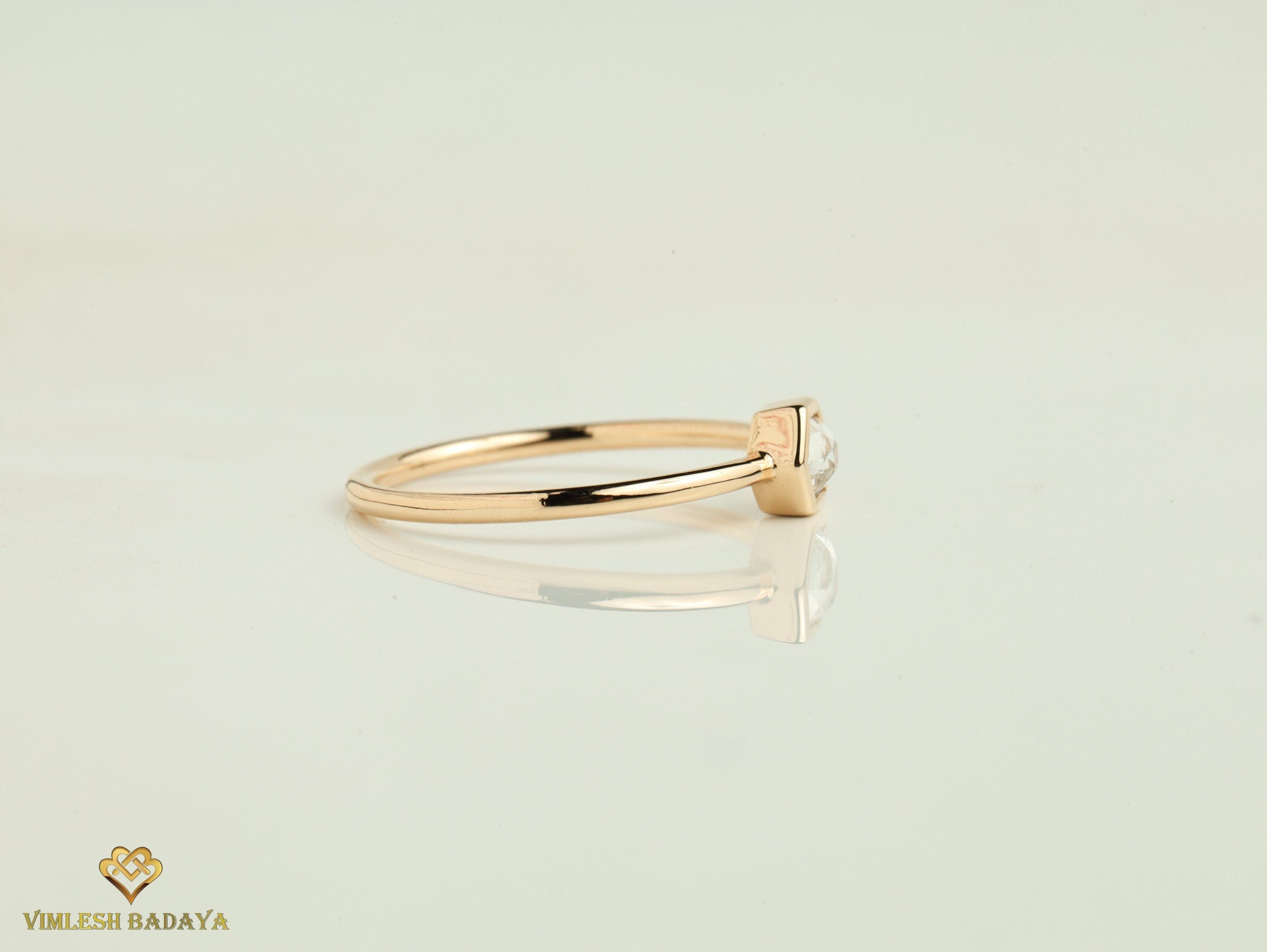 Hexagon Diamond Ring | Diamond Stacking Ring | Geometric Gold Diamond Band | Dainty Shape Jewelry -