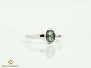 Moss Agate Engagement Ring | Solitaire Diamond Promise Ring | Anniversary Gift for Her -