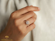 Moonstone Engagement Ring | Round Cut Moonstone | Diamond Halo | Anniversary Gift -