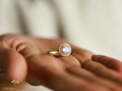 Moonstone Engagement Ring | Round Cut Moonstone | Diamond Halo | Anniversary Gift -
