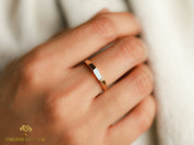 Moonstone Baguette Signet Ring | Solid Gold Moonstone Ring | Anniversary Gift Ring -