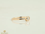 Hexagon Diamond Ring | Diamond Stacking Ring | Geometric Gold Diamond Band | Dainty Shape Jewelry -