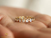 Moonstone Wedding Band | Rainbow Moonstone Stacking Ring | Full Eternity June Birthstone Ring -