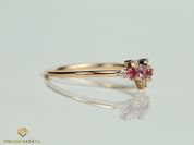 Pink Sapphire Ruby Engagement Ring | Sapphire & Diamond Cluster Ring | Birthstone Ring -