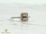 Diamond and Sapphire Illusion Setting Engagement Ring | Statement Promise Anniversary Ring -