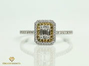 Diamond and Sapphire Illusion Setting Engagement Ring | Statement Promise Anniversary Ring -