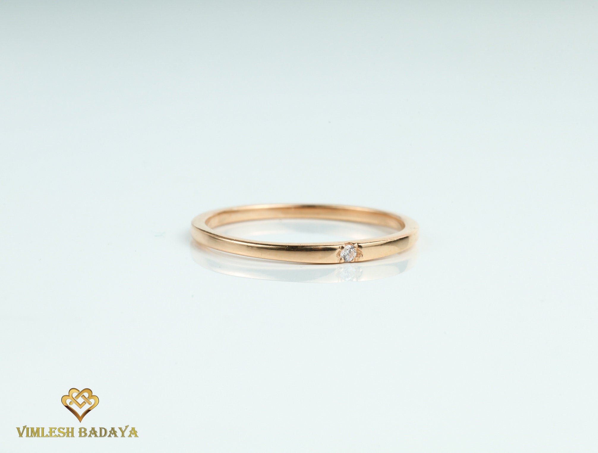 Diamond Stacking Ring | Gold Diamond Band | Minimalist Stackable Everyday Ring -