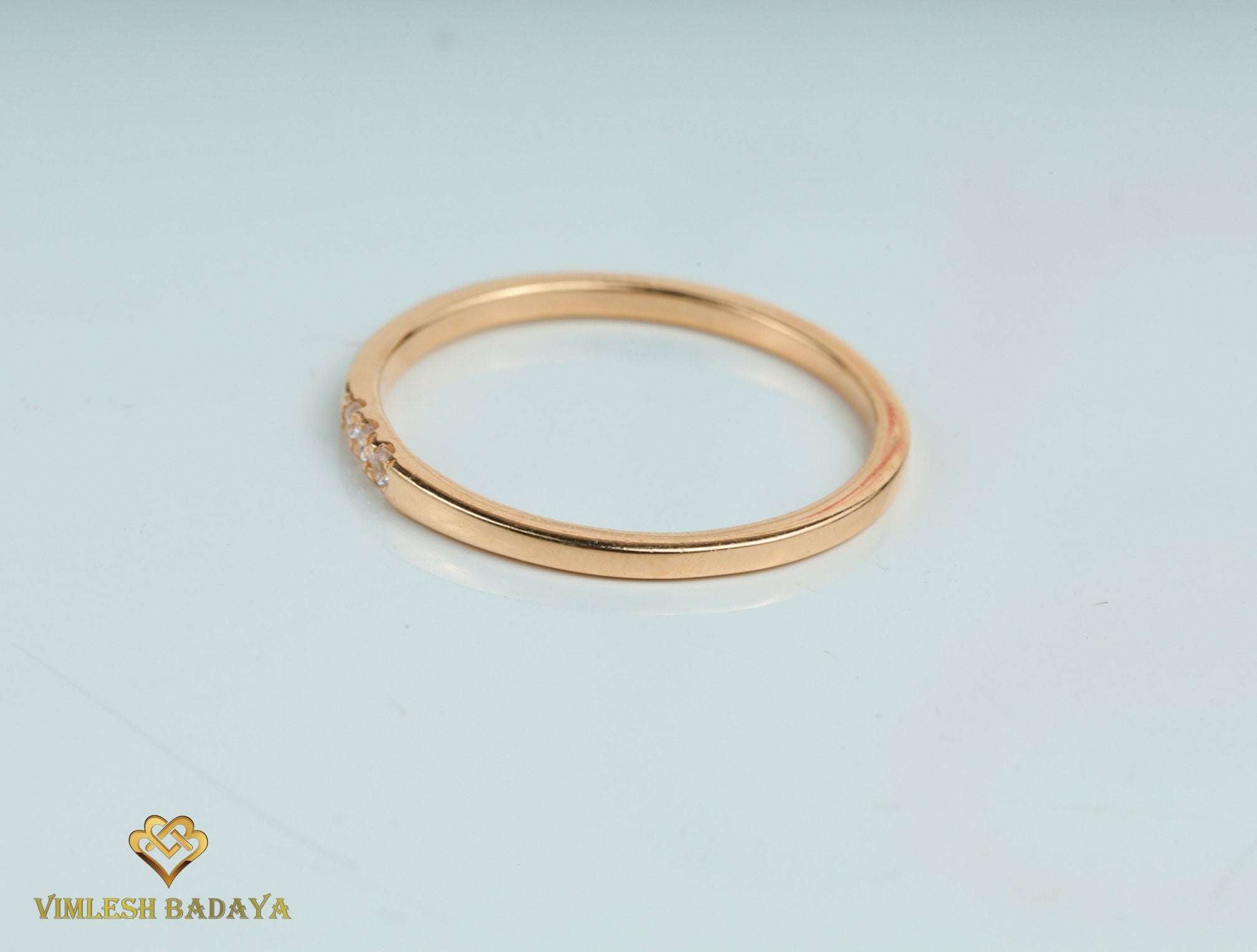 Dainty Diamond Stacking Ring | Gold Diamond Band | 3 Stone Stackable Ring for Everyday Wear -