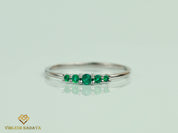 Emerald Stacking Ring | Dainty 5-Stone Emerald Ring | May Birthstone Gold Ring -
