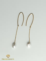Pearl Drop Earrings | Baroque Pearl Dangle Earrings in Solid Gold | Gift for Her | Elegant Everyday Jewelry -