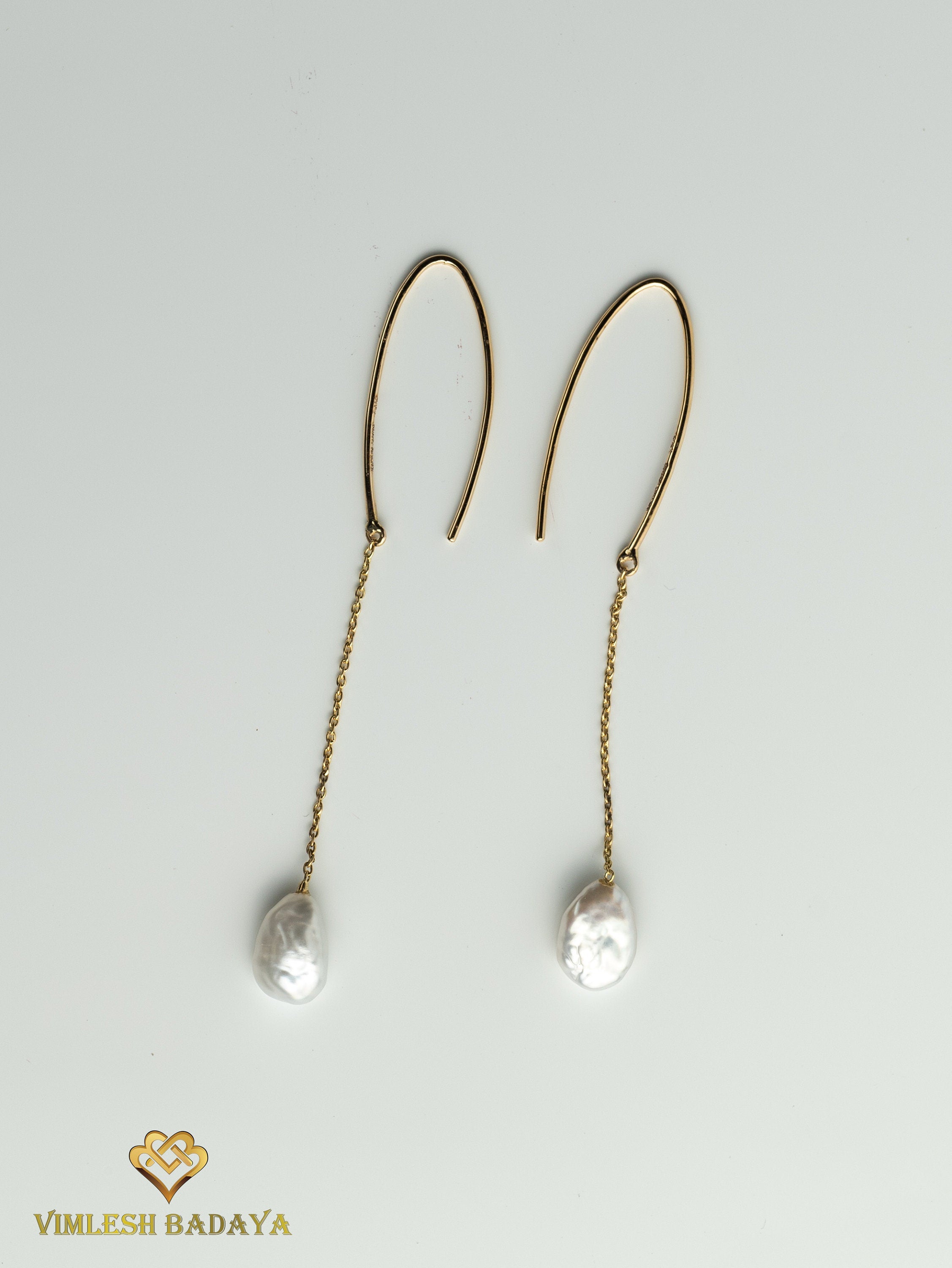 Pearl Drop Earrings | Baroque Pearl Dangle Earrings in Solid Gold | Gift for Her | Elegant Everyday Jewelry -