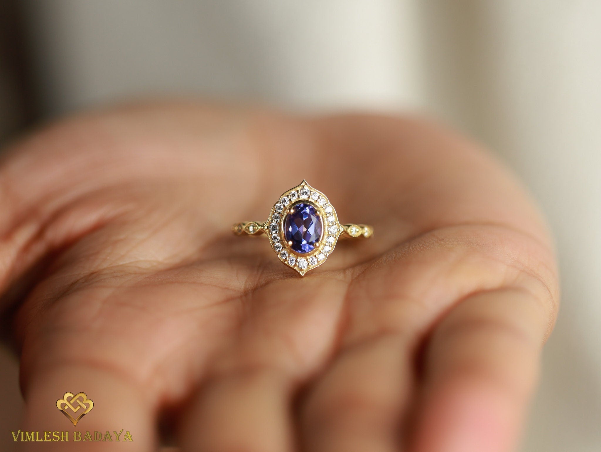 Vintage Emerald Engagement Ring | 1.5 Carat Cushion Cut Emerald and Diamond Baguette Halo -