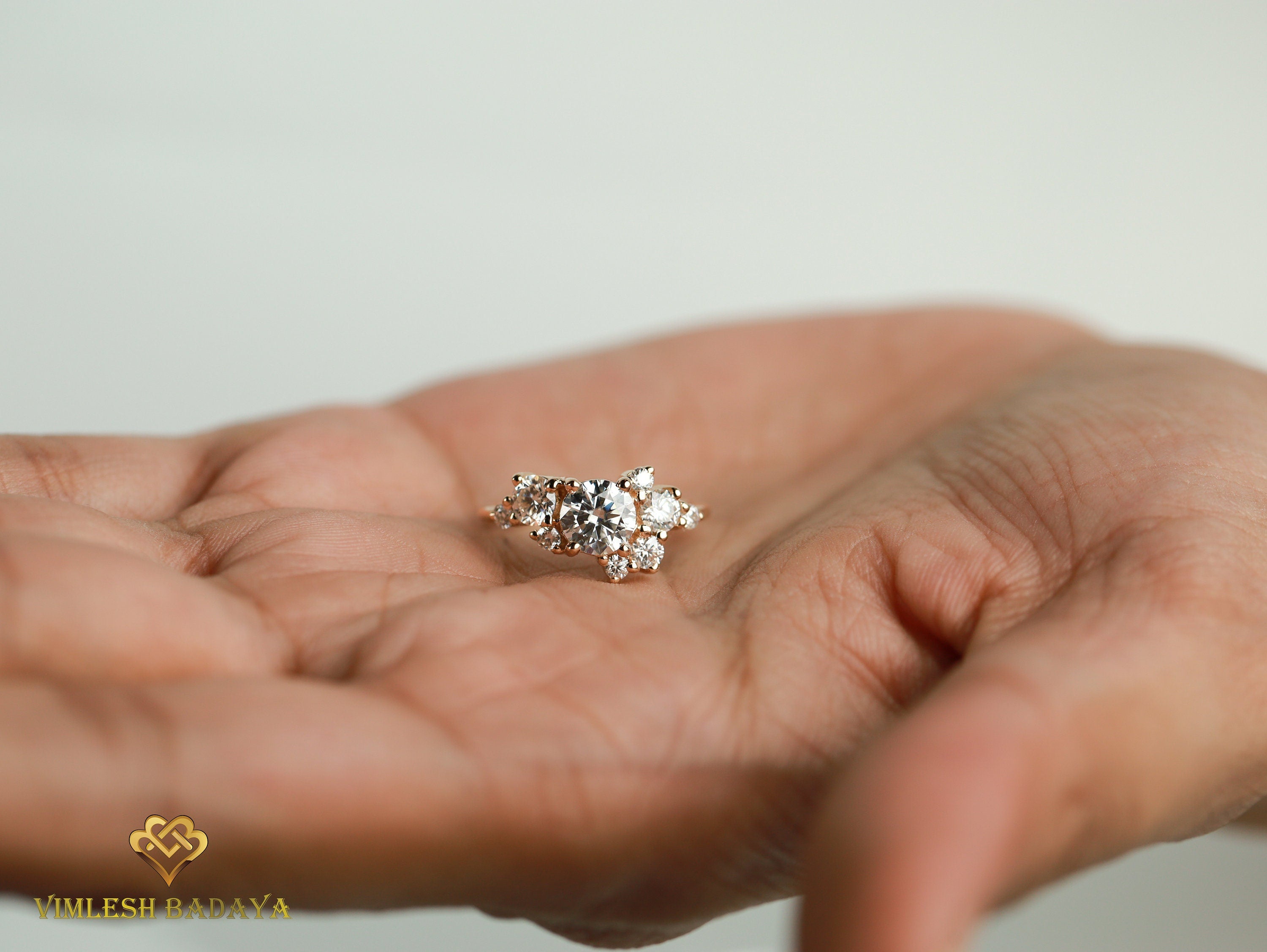 Certified Lab Grown Diamond Cluster Ring | 1.4 tcw Diamond Cluster Engagement Ring -