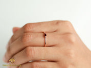 Red Garnet Baguette Ring | Garnet Stacking Ring | January Birthstone Dainty Garnet Ring -