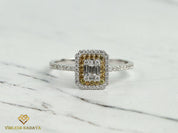 Diamond and Sapphire Illusion Setting Engagement Ring | Statement Promise Anniversary Ring -