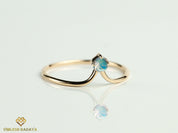 Rainbow Moonstone Stacking Ring | Round Cut Dainty Moonstone Ring | Anniversary Gift for Her -