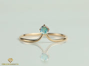 Rainbow Moonstone Stacking Ring | Round Cut Dainty Moonstone Ring | Anniversary Gift for Her -