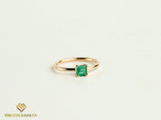 Natural Emerald Stacking Ring | Square Emerald Band | Dainty Promise Ring in Gold -