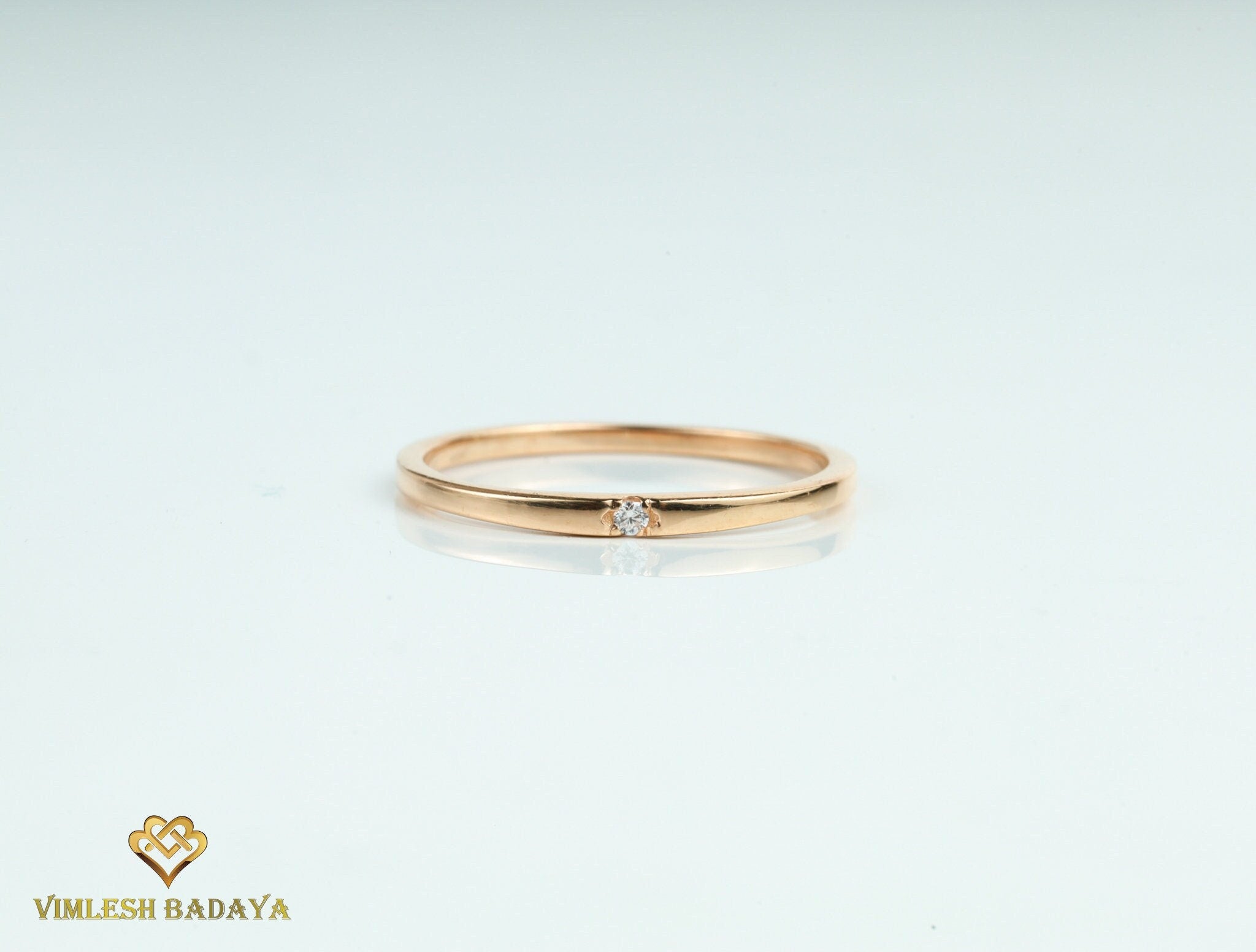 Diamond Stacking Ring | Gold Diamond Band | Minimalist Stackable Everyday Ring -