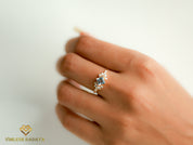 Aquamarine Diamond Cluster Engagement Ring | Square Aquamarine Diamond Ring -