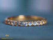 Rainbow Moonstone Wedding Band | Half Eternity | 14k Gold Pave -