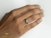 Certified Lab-Grown Diamond Cluster Ring | Diamond & Emerald Engagement Ring -