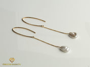 Pearl Drop Earrings | Baroque Pearl Dangle Earrings in Solid Gold | Gift for Her | Elegant Everyday Jewelry -
