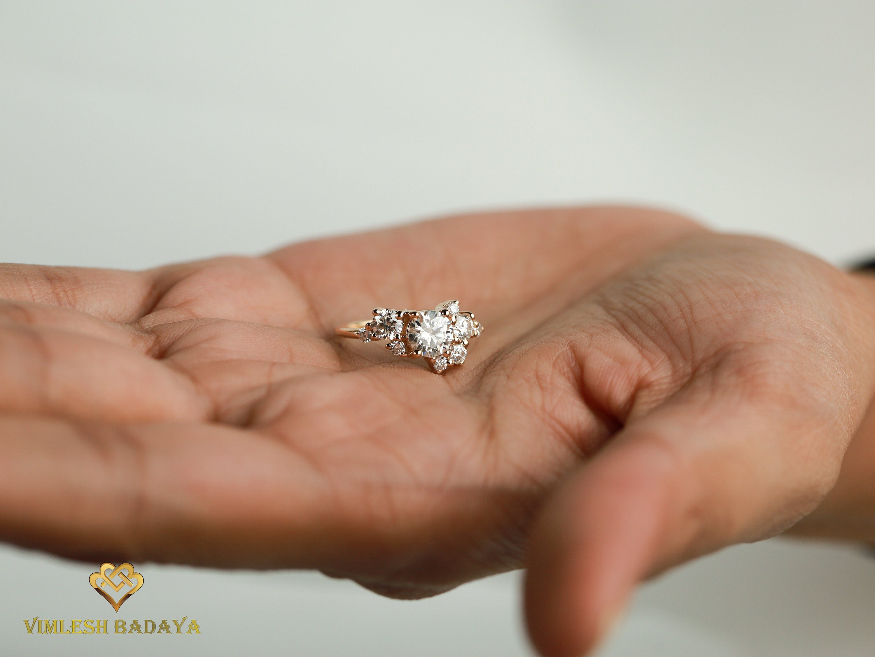 Certified Lab Grown Diamond Cluster Ring | 1.4 tcw Diamond Cluster Engagement Ring -