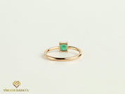 Natural Emerald Stacking Ring | Square Emerald Band | Dainty Promise Ring in Gold -
